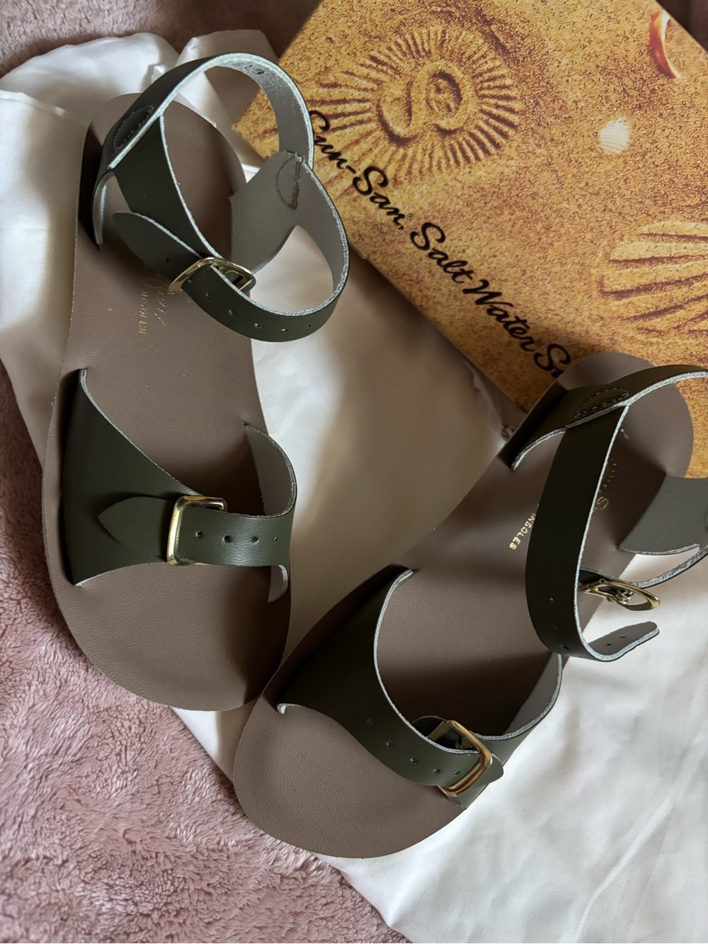 Women's Olive Green Ankle Strap Sandals